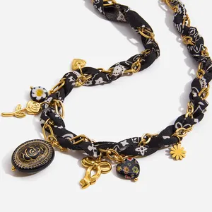 Custom Stainless Steel Round Green Rhinestone Necklace - 18K Gold Plated Alloy thumbnail-5