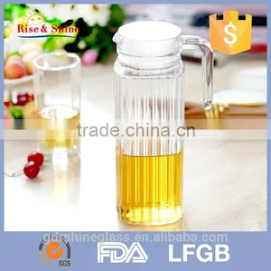 1.0L Lliter Smartly Design Glass Water Bottle Jug Set With Lid thumbnail-1