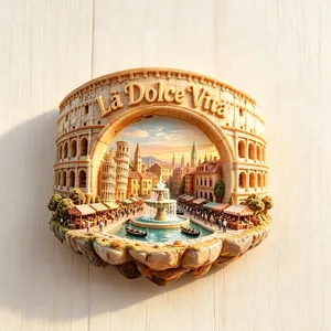 Multi-style Tourist Craft Souvenir Set Including 3D Fridge Magnet, Pet Name Tag, Decorative Commemorative Plate thumbnail-4