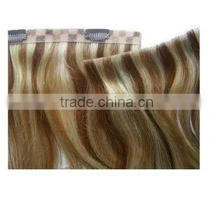 Handtied Skin Weft Clip in Hair Extension,European 100% Remy Human Hair thumbnail-1