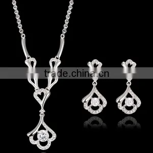 Fashion Elegant Crystal Shaped Necklace Earring Jewelry Set thumbnail-2
