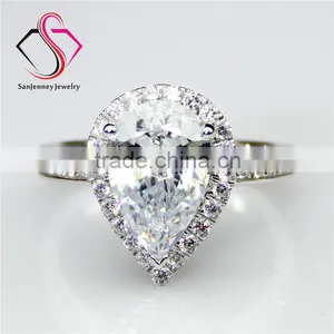 Pear Cut Moissanite Solitaire 2 Carat Water Drop 10*7mm Center 14k White Gold Wedding Engagement Ring thumbnail-1