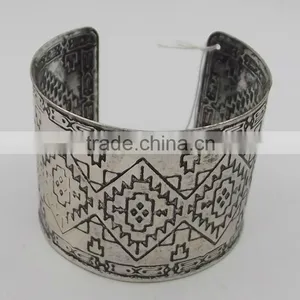 Half Bangle Metal Bangle Pattern Bangles Burnished Silver Bangles thumbnail-1