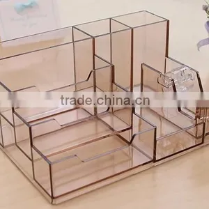 Acrylic Multifunction Pen Case Hot Sell Design Desk Storage Case Office Acrylic Stationery Set Factory thumbnail-1