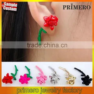 Vintage Stereo Rose Earrings Paint Piercing Stud Earrings Punjabi thumbnail-1