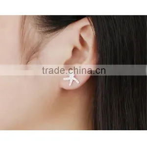 Professional China Supplier Zircon Rhodium Plated Starfish Earring thumbnail-5