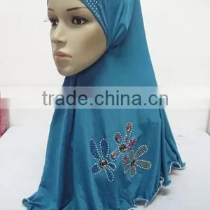 H251 Latest Muslim Hijab With Rhinestone and Crystals thumbnail-4