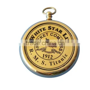 Solid Brass Titanic White Star Pocket Compass 13394 thumbnail-2