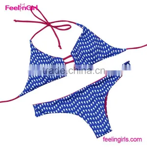 Dark Blue Print Fire Young Open Hot Sex Girl Photo Bathing Suit thumbnail-1