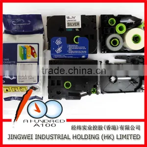 Compatible for Laminated TZ Label Printer Tape 12mm Black on Silver TZ-931 thumbnail-1