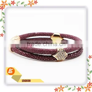 Womens Genuine Stingray Leather Bracelet Colourful for Wholesale thumbnail-1