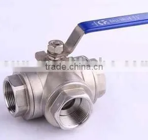 Stainless Steel 3 Way Ball Valve Threaded thumbnail-1