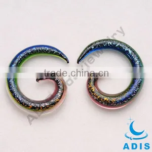 Shiny Glitter Helix Screw Ear Expander Plug Piercing Jewelry Glass Ear Spiral Jewelry thumbnail-1