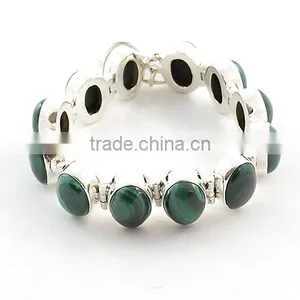 Malachite Bracelet 925 Silver Jewelry Wholesale Indian Jewelry Handmade Bracelet thumbnail-1