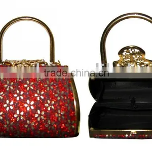 FASHION EVENING HANDBAGS IN STYLISH DESIGN WITH DIAMOND LOCK thumbnail-1