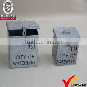 Handcraft Square Lid Vintage Galvanized Tin Storage Box thumbnail-1