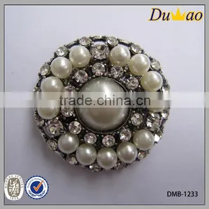 Big Size Metal Pearl Rhinestone Button thumbnail-3