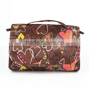 210D Nylon Plaid Floral Printing Toiletry Cosmetic Bag With Hanger thumbnail-6