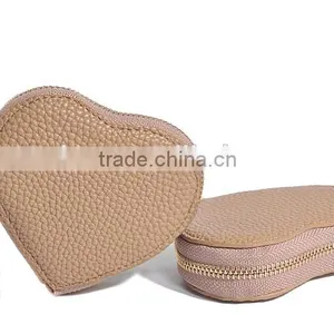 Khaki PU Coin Purse Mini Size Heart Shape Coin Case for Lady thumbnail-4