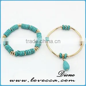 New Summer Fashion Rhinestone Glass Beads Bracelet Gold Bangle Hot thumbnail-3