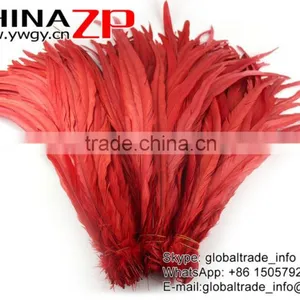 Gold Supplier ZPDECOR Decorative 40-45cm Length Red Chicken Fully Dyed Roosters Feathers for Sale thumbnail-1