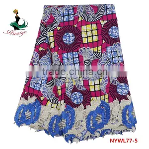 Haniye Wax With Lace Fabric Super Wax Print Fabrics With Guipure Embroidery Lace thumbnail-4