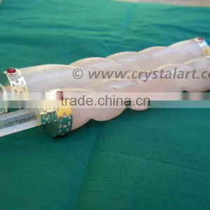 ROSE QUARTZ TWISTED HEALING STICK thumbnail-1