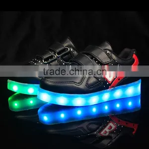 2016 The Latest Low MOQ Buckle Strap Child Shoe LED Light Up Kids Shoes thumbnail-6