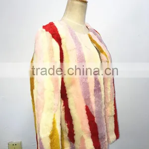 Cheap Price Korea Style Women Short Mixed Color Sheep Fur Coat thumbnail-4