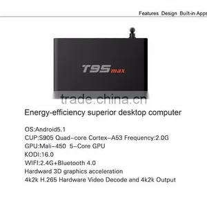 T95max Amlogic S905 With Wifi KODI 16.0 Smart TV BOX Android Octa Core Tv-box X96 4K 1G 8G hd KODI 16.0 TV BOX thumbnail-5
