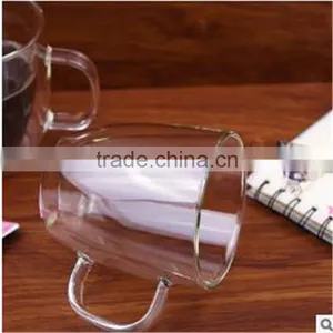 100% Lead Free Heat Resistant Borosilicate Double Wall Glass Coffee/milk Cup With Handle in Stock thumbnail-5