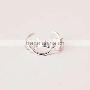 925 Sterling Silver Wave Fashion Design Ring Adjustable Ring Fashion Women Ring Jewelry Supplies 6260554 thumbnail-1