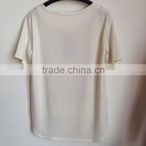 New European Style Fall 2015 Women Designer Fashion O Neck Short Sleeves Summer Printing Latest Chiffon Tops thumbnail-2