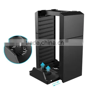 Multi-functional Vertical Stand With Built-in Cooling Fan & 12 Game Disc Slot Plus Controller Charger Dock For PS4 / Slim / Pro thumbnail-1
