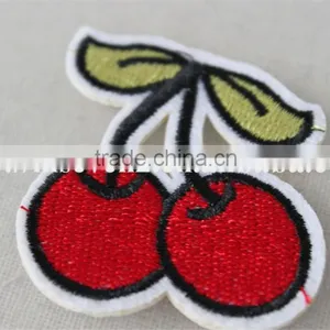 Beautiful 5*5 cm Embroidery Mini Cherry Printting Design Trim Custom Leather Patch thumbnail-3