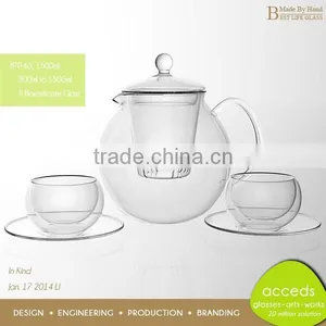 Promotional Custom Interesting Wholesale Handcrafted Pyrex Glass Tea Pot With Infuser thumbnail-1