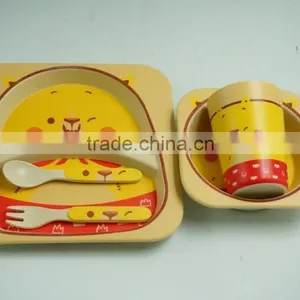 Green Best Selling Baby Bowl, Spoon Bowl Cup Bamboo Fiber Eco-friendly Baby Dinner Set thumbnail-2