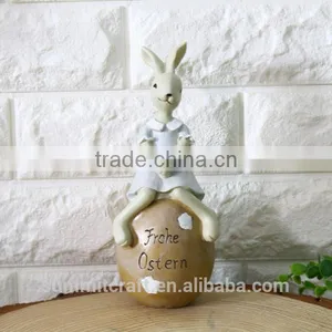 Resin Bunny Sitting on Egg Figurine Easter Decoration thumbnail-3