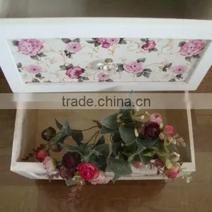Modern Design White Wooden Cabinet With Wicker Drawers thumbnail-2