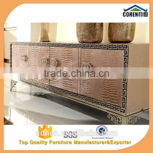 Long Cheap MDF Unique Design Golden Stainless Steel Legs tv Stand for Wall Unit thumbnail-1