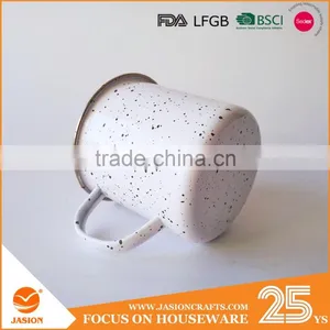 500ml Carbon Steel With Black Dots Coated White Enamel Cup Marble Metal Coffee Mug thumbnail-1