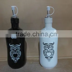 Ceramic Owl Design Oil Olive Vinegar Bottle Set thumbnail-1