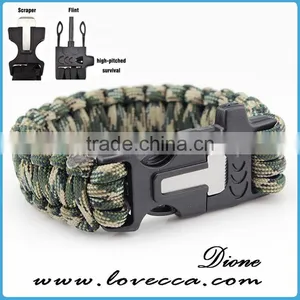 Outdoor Can OEM Logo With Fire Starter and Flint Paracord Bracelet Survival thumbnail-1