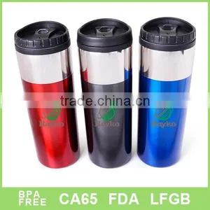 BPA Free 16oz 2 Polish Stainless Steel Mug With Lid thumbnail-1