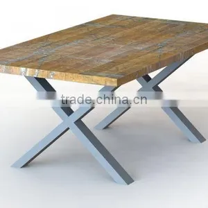 Dining Room Furniture 28 Inch X Shape Matt Silver Finished Iron Table Leg for Wooden Furniture Designs thumbnail-1