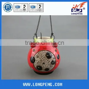 Outdoor Garden Hanging Ceramic Candle Lantern thumbnail-1