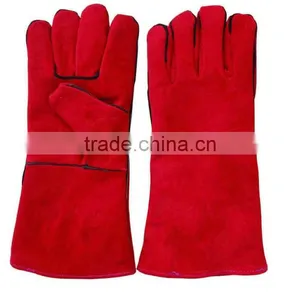 14" Red Cow Leather Welding Gloves thumbnail-1