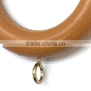 Smooth Wood Curtain Rod Ring With Screw Eye To Fit Curtain Poles Up To 35mm Diameter, Medium Brown Wood thumbnail-4