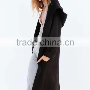 Cozy Hooded Open Longline Sweater Coat Oversized Fit Women's Winter Long Mature Coat Latest Design thumbnail-2