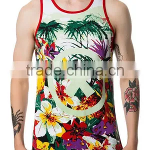 Wholesale Floral Printing Mens Custom Tank Top thumbnail-2